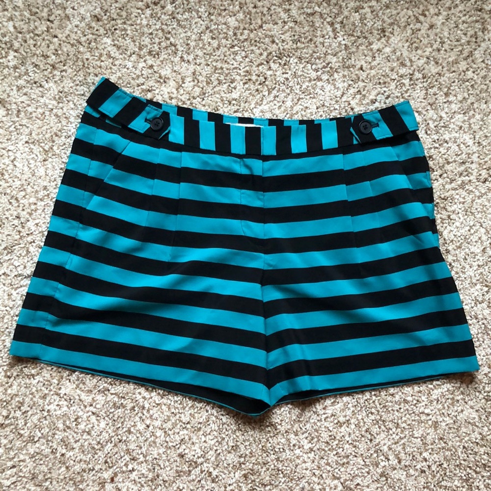 3/15 LOFT Teal and Black Striped Shorts